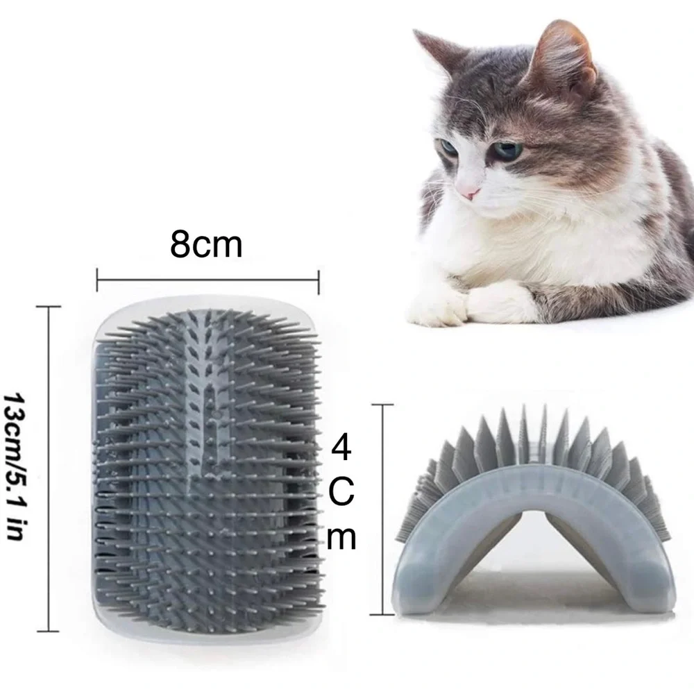 HP NWT Cat Self Groomer Wall Corner Massage Comb Brush Gray (OS)
